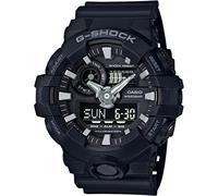 Casio Reloj Cuarzo Hombre 52.00mm con dial Análogico-Digital Negro y Correa de Rubber Strap Negro GA-700-1BER