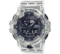 Casio Reloj Cuarzo Hombre 58.00mm con dial Análogico-Digital Negro y Correa de Resina Transparente GA-700SKE-7AER