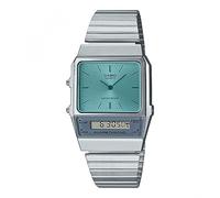 Casio Reloj Cuarzo Mujer 32.00mm con dial Análogico-Digital Azul y Correa de Pulsera de Metal Plata AQ-800EC-2AEF