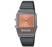 Casio Reloj Cuarzo Mujer 32.00mm con dial Análogico-Digital Rosa y Correa de Pulsera de Metal Negro y Plata AQ-800ECGG-4AEF