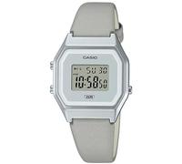 Casio Reloj Cuarzo Mujer 33.50mm con dial Digital Gris y Correa de Pulsera de Cuero Gris LA680WEL-8EF