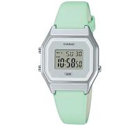 Casio Reloj Cuarzo Mujer 33.50mm con dial Digital Gris y Correa de Pulsera de Cuero Verde LA680WEL-3EF