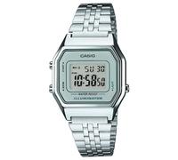 Casio Reloj Cuarzo Unisex 28.00mm con dial Digital LCD y Correa de Pulsera de Metal Plata LA680WEA-7EF