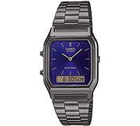 Casio Reloj Cuarzo Unisex 30.00mm con dial Análogico-Digital Azul y Correa de Pulsera de Metal Plata AQ-230EGG-2AEF