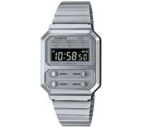Casio Reloj Cuarzo Unisex 33.00mm con dial Digital Plata y Correa de Pulsera de Metal Plata A100WE-7BEF