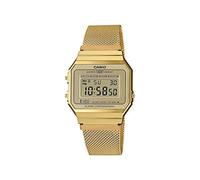 Casio Reloj Cuarzo Unisex 36.00mm con dial Digital LCD y Correa de Mesh Bracelet Oro A700WEMG-9AEF