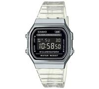 Casio Reloj Cuarzo Unisex 36.00mm con dial Digital Negro y Correa de Plastic/Resin Bracelet Transparente A168XES-1BEF