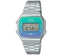 Casio Reloj Cuarzo Unisex 37.00mm con dial Digital Two Tone y Correa de Pulsera de Metal Plata A168WER-2AEF