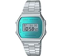 Casio Reloj Cuarzo Unisex 38.00mm con dial Digital LCD y Correa de Pulsera de Metal Plata A168WEM-2EF