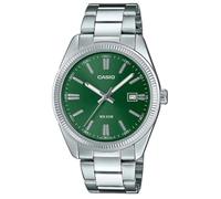 Casio Reloj Cuarzo Unisex 39.00mm con dial Analógico Verde y Correa de Pulsera de Metal Plata MTP-1302PD-3AVEF