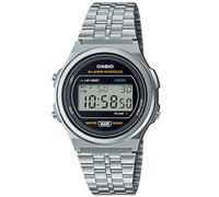 Casio Reloj Cuarzo Unisex 39.00mm con dial Digital Negro y Correa de Pulsera de Metal Plata A171WE-1AEF