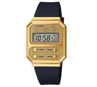 Casio Reloj Cuarzo Unisex 40.70mm con dial Digital Oro y Correa de Plastic/Resin Strap Negro A100WEFG-9AEF
