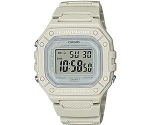Casio Reloj Cuarzo Unisex 44.40mm con dial Digital Clear y Correa de Plastic/Resin Strap Color Crema W-218HC-8AVEF