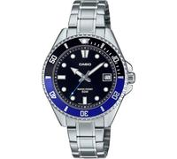 Casio Reloj de Cuarzo para Mujer de Acero Inoxidable con Esfera Negra MDV-10D-1A2VDF, Negro, Pulsera, Negro, Correa, Negro, Pulsera