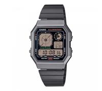 Casio Reloj Digital de Cuarzo Unisex con Correa de Acero Inoxidable A130WEGG-1AEF, Negro, Correa