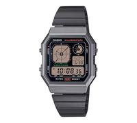 Casio Reloj Digital de Cuarzo Unisex con Correa de Acero Inoxidable A130WEGG-1AEF, Negro, Correa