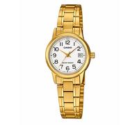Casio #LTP-V002G-7B2 Women's Analog Gold Tone White Easy Reader Dial Date Watch
