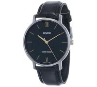 Casio Reloj, Negro y Cuero, Doble XL, TFV8