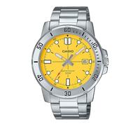 Casio Reloj para Hombre, Esfera Amarilla, Correa Plateada, Amarillo, Clásico