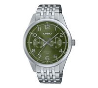 Casio reloj para hombre, esfera negra, correa plateada