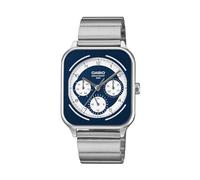 Casio Reloj rectangular redondo estándar, pantalla de 24 horas, multifunción, reloj analógico para hombre, modelo extranjero, azul y blanco MTP-M307D-2BVDF, tipo pulsera