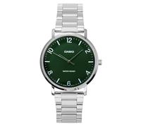 Casio MTP-VT03D-3B - Reloj analógico minimalista de acero inoxidable para hombre, esfera cóncava, esfera cóncava, 3 manecillas, Verde
