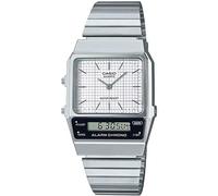 Casio Reloj Vintage Dual Time Acero Negro Flat Link AQ-800E-1ADF, Blanco, Vintage