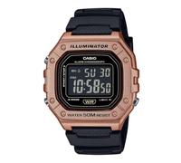 Casio Relojes General Lineup Correa de Resina unisex-W-218HM-5BVDF, Negro/Oro Rosa, 44.4 × 43.2 × 11 mm, Digital