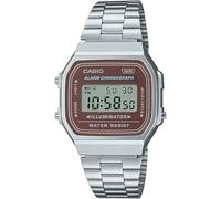 Casio Retro Vintage A168WA-5A - Reloj de Cuarzo Unisex, Correa de Acero Inoxidable, Caja de Resina Gris con Pantalla analógica roja