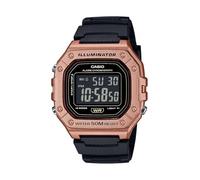 Casio Serie W-218HM | Reloj Digital para Hombre | Negro/Dorado | Iluminador LED | Batería de 7 años | Alarma | Cronógrafo | Calendario automático | Moderno, Dorado,