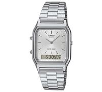 CASIO Vintage Edgy Reloj Pulsera Ana-Digi Acero Plata AQ-230A-7AMQYES