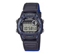 Casio W-220HF-2AVDF - Reloj digital unisex de 37 mm, correa de resina negra y azul, cronómetro, temporizador, alarma, hora dual, resistente al agua hasta 50 m