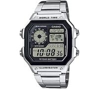 Casio World Time - Reloj de pulsera digital para hombre, serie AE-1200, modelo extranjero, Silver Metal AE-1200WHD-1AV, Tipo de pulsera: