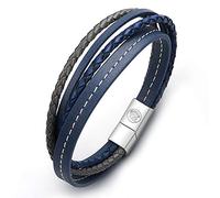 Casisto.J Pulsera Cuero Hombre - Pulsera Trenzada Hecha a Mano clásica en Negro y marrón con Cierre magnético Grabado Joyas Gratis en Caja