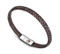 Casisto.J Pulsera Cuero Hombre - Pulsera Trenzada Hecha a Mano clásica en Negro y marrón con Cierre magnético Grabado Joyas Gratis en Caja
