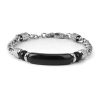 Casisto.J Pulsera Hombre Piedras Natura Pulsera Aacero Inoxidable para Hombres Fabricada de Ónix/Ojo de Tigre, con Joyero Regalo