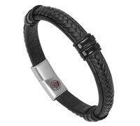 Casisto.J Pulsera Hombre - Pulsera Cuero Hombre Brazalete Trenzado de Varias Capas en Negro Ancla Grabado Magnético Corchete, con Acero inoxidable Cierre magnético, con Gratis en Caja para hombre