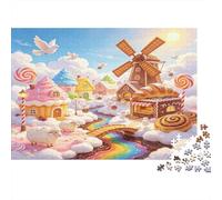 Casita de Dulces Molino de Viento Pueblo Fantasía Puzzle de 1000 Piezas Papel para Adultos Estilo de Cuento Puzzle para Toda la Familia Relajación Decoración Regalo 70x50cm/1000pcs