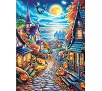 Casita de Halloween en la noche Rompecabezas 500 Piezas Cartón Para Parejas Cuentos de hadas fantásticos de animales salvajes Actividad Tiempo Libre Terapia Relajación Decoración Salón Regalo Sorpresa