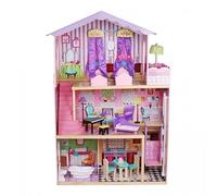 Casita de Muñecas Rosa de Madera Derly con 3 Plantas Muebles y Accesorios para Muñecas de 30 cm Juguete para Niñas ATAA Toys