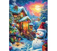 Casita de Navidad con muñeco de nieve Rompecabezas 300 Piezas Cartón Grueso Para Coleccionistas Cuento de hadas de acompañamiento mágico Eventos Team Building Relajación Mental Ocio En Casa Oferta Esp
