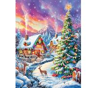 Casita de Navidad con un árbol Rompecabezas 500 Piezas Cartón Grueso para Coleccionistas Sueño Mágico de Ciencia Ficción Eventos Team Building Ocio En Casa Regalo Fin De Año Mejor Valorado 500 PCS