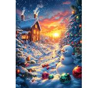 Casita de Navidad en el Bosque nevado Puzzle 500 Piezas Cartón Blanco Premium para Expertos Animal tierno de Cuento de Hadas Actividad Compartir Familia Desarrollo Cognitivo Garantía Satisfacción 500