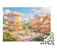 Casita de Tetera de Cuento Jardín Puzzle de 1000 Piezas Papel para Adultos Escena Mágica Relajación Decoración Hogar Regalo 70x50cm/1000pcs