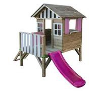 Casita elevada de madera con tobogán Lollipop Rosa