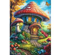 Casita Hongo en el Bosque Puzzles 1000 Piezas Moderno Minimalista Mitos de Cuentos de Hadas Rompecabezas Familiar para Adultos 3D Maquetas Construir Aliviar Estrés Decorativo 1000 PCS