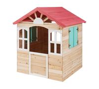 casa.pro Casa de Juegos Lulä con Contraventanas Casita para Niños con Ventanas y Puerta Casa de Madera para Exterior y Jardín de Madera de Abeto 131x115x101 cm