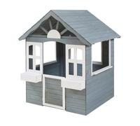 casa.pro Casa de Juegos Vesa con Jardineras Casita para Niños con Ventanas y Puerta Casa de Madera para Exterior y Jardín de Madera de Abeto 138 x 120 x 102 cm - Gris
