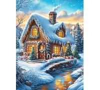 Casita Nevada con un Brillo cálido Puzzle 1000 Piezas Cartón con Papel Toda La Familia Dibujo Animado de Paisajes de Cuento de Hadas Tiempo Libre En Casa Más Vendido Regalo Origin