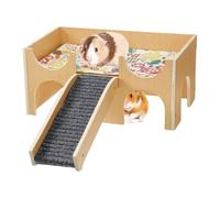 Casita para Hámsters | Hábitat de Madera para Ratones - Refugio con Escalera para Trepar y Ejercicio para Erizo Conejo y Mascotas Pequeñas